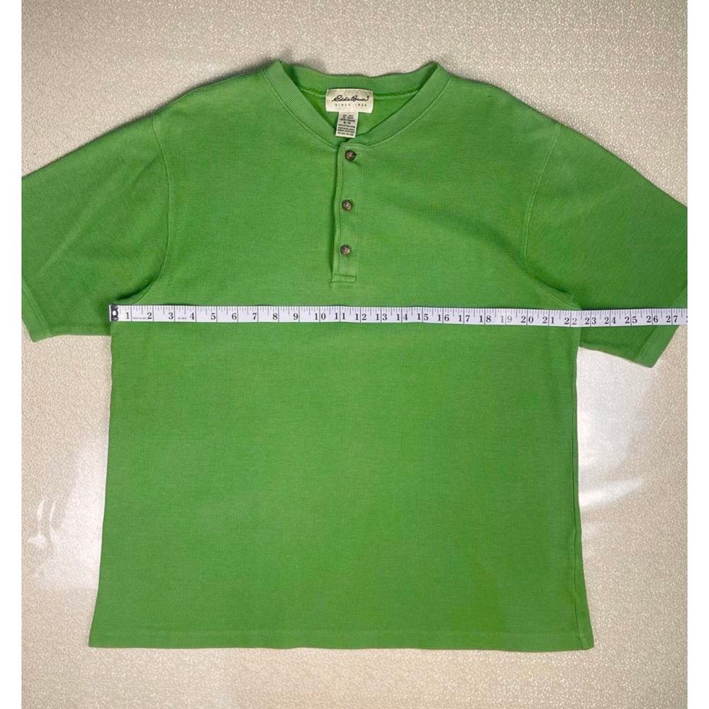 Vintage Eddie Bauer Green Waffle Knit Cotton Henley Shirt Casual Men’s Small - Picture 10 of 10